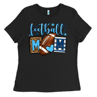 Black Football mom blue team color  mother's day Ladies Tee - HowdyJamesFarm