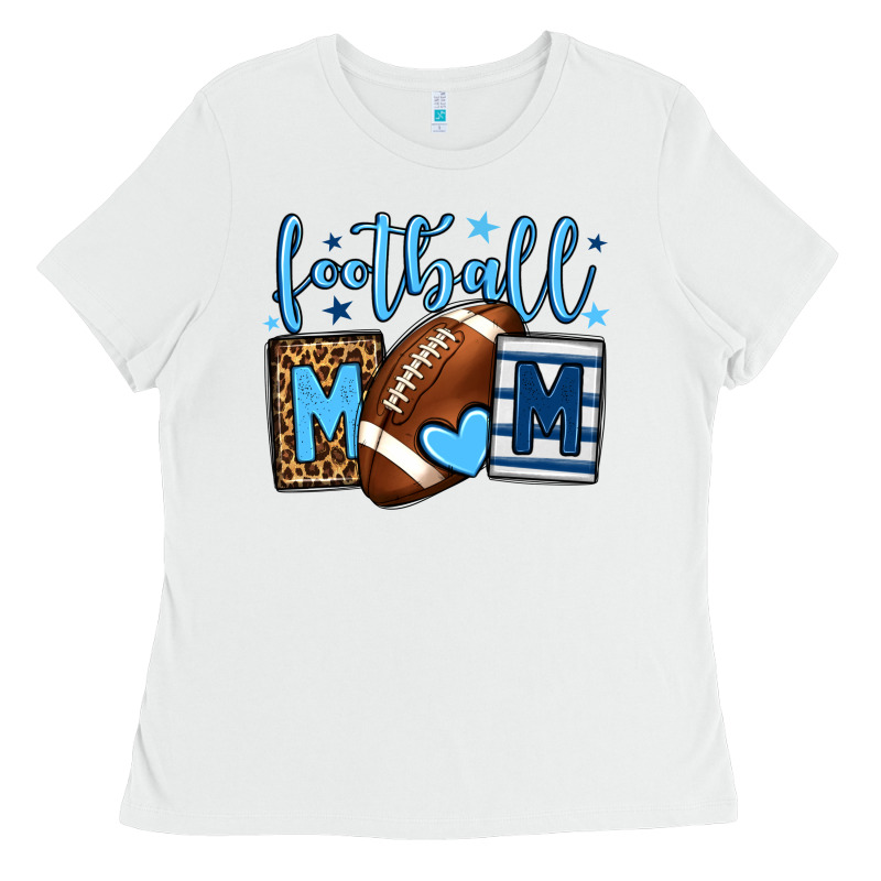 Football Mom Blue Team Color  Mother's Day Ladies Tee by HowdyJamesFarm | Teevron