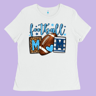 Football Mom Blue Team Color  Mother's Day Ladies Tee Designed By Howdyjamesfarm