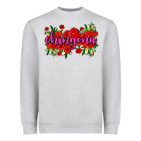 Heather Grey Chingona with roses Heavyweight Sweatshirt - AdoDesignShop