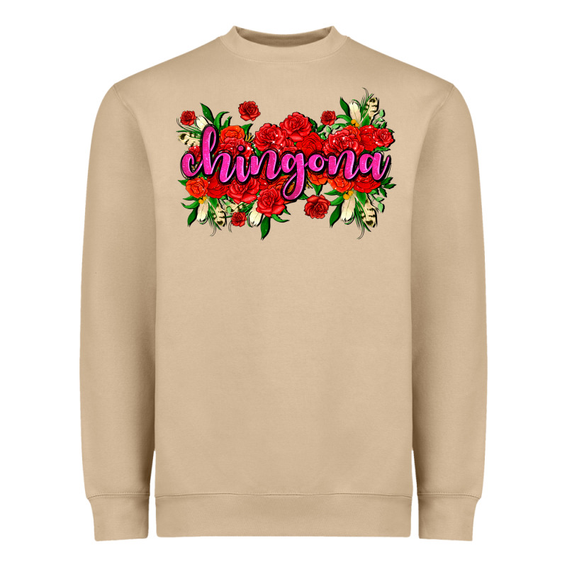 Chingona With Roses Heavyweight Sweatshirt by AdoDesignShop | Teevron