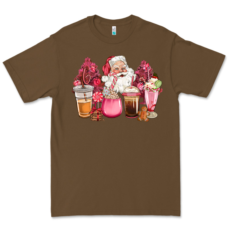 Pink Christmas Pink Tree Santa Coffe Cups Premium Tee by CowGirlArtShop | Teevron