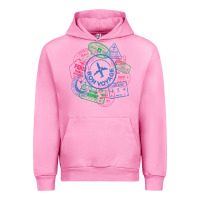 Fuchsia Pink bon voyage travel stamp t shirt Urban Hoodie - linhVisuals