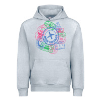 Heather Grey bon voyage travel stamp t shirt Urban Hoodie - linhVisuals