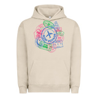 Pigment French Oak bon voyage travel stamp t shirt Urban Hoodie - linhVisuals