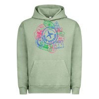 Pigment Oil Green bon voyage travel stamp t shirt Urban Hoodie - linhVisuals