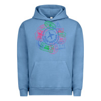 Pigment Pebble Blue bon voyage travel stamp t shirt Urban Hoodie - linhVisuals