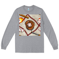 Heather Grey baseball glove and bat seamless pattern Long Sleeve Tee - BundleAndBundleShop