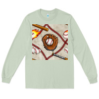 Matcha baseball glove and bat seamless pattern Long Sleeve Tee - BundleAndBundleShop