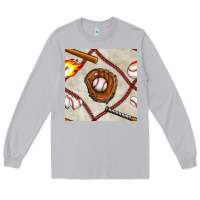 Moon Dust baseball glove and bat seamless pattern Long Sleeve Tee - BundleAndBundleShop