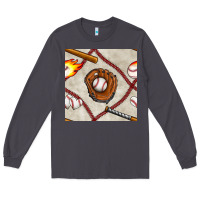 Smoke baseball glove and bat seamless pattern Long Sleeve Tee - BundleAndBundleShop