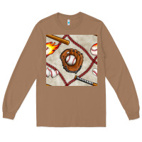 Toasted Coconut baseball glove and bat seamless pattern Long Sleeve Tee - BundleAndBundleShop