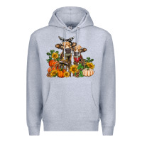 Heather Grey Fall heifer cows Premium Hoodie - RanaPortraitStore