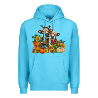 Ocean Blue Fall heifer cows Premium Hoodie - RanaPortraitStore