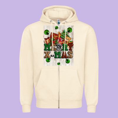 Merry Xmas Zipper Hoodie Designed By Adodesignshop