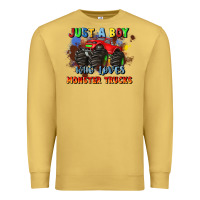 Antique Gold just a boy who loves monster trucks Premium Sweatshirt - JahusDesignShop