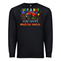 Black just a boy who loves monster trucks Premium Sweatshirt - JahusDesignShop