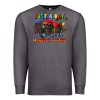 Charcoal Heather just a boy who loves monster trucks Premium Sweatshirt - JahusDesignShop