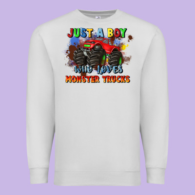 Just A Boy Who Loves Monster Trucks Premium Sweatshirt Designed By Jahusdesignshop