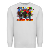 Dove Grey just a boy who loves monster trucks Premium Sweatshirt - JahusDesignShop