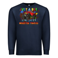 Navy just a boy who loves monster trucks Premium Sweatshirt - JahusDesignShop