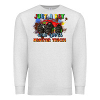 Oatmeal Heather just a boy who loves monster trucks Premium Sweatshirt - JahusDesignShop