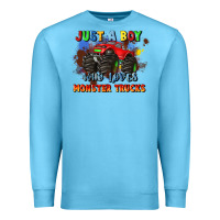 Ocean Blue just a boy who loves monster trucks Premium Sweatshirt - JahusDesignShop