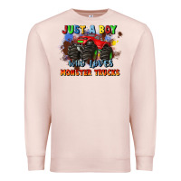 Pale Pink just a boy who loves monster trucks Premium Sweatshirt - JahusDesignShop