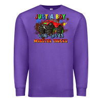 Purple just a boy who loves monster trucks Premium Sweatshirt - JahusDesignShop