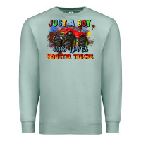 Seafoam just a boy who loves monster trucks Premium Sweatshirt - JahusDesignShop