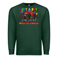 Sports Green just a boy who loves monster trucks Premium Sweatshirt - JahusDesignShop