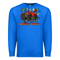 True Royal just a boy who loves monster trucks Premium Sweatshirt - JahusDesignShop