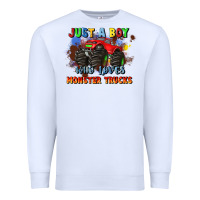 White just a boy who loves monster trucks Premium Sweatshirt - JahusDesignShop