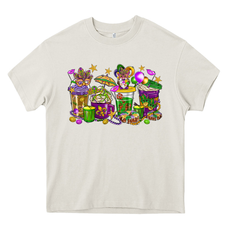 Mardi Gras Coffee Cups Heavy Core Tee by HowdyJamesFarm | Teevron