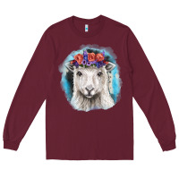 Burgundy Sunflower Sheep With Background Long Sleeve Tee - RanaPortraitStore
