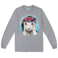 Heather Grey Sunflower Sheep With Background Long Sleeve Tee - RanaPortraitStore