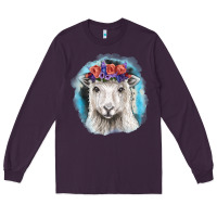 Plum Sunflower Sheep With Background Long Sleeve Tee - RanaPortraitStore