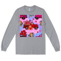 Heather Grey valentines day truck and cupid in the sky seamless pattern Long Sleeve Tee - BundleAndBundleShop