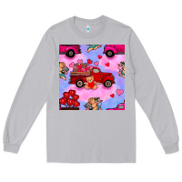Moon Dust valentines day truck and cupid in the sky seamless pattern Long Sleeve Tee - BundleAndBundleShop