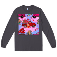 Smoke valentines day truck and cupid in the sky seamless pattern Long Sleeve Tee - BundleAndBundleShop