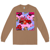 Toasted Coconut valentines day truck and cupid in the sky seamless pattern Long Sleeve Tee - BundleAndBundleShop
