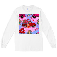 White valentines day truck and cupid in the sky seamless pattern Long Sleeve Tee - BundleAndBundleShop