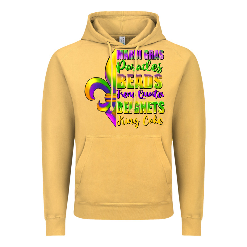 Mardi Gras Parades Beads French Quarter Beignets Vintage Hoodie by FaDigitalArtStudio | Teevron