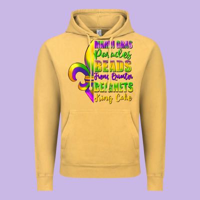 Mardi Gras Parades Beads French Quarter Beignets Vintage Hoodie Designed By Fadigitalartstudio