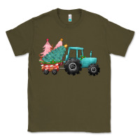 Army Green christmas tree tractor Classic Tee - CowGirlArtShop