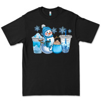 Black winter snowman coffee cups Premium Tee - CowGirlArtShop