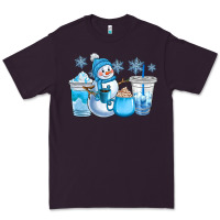 Plum winter snowman coffee cups Premium Tee - CowGirlArtShop