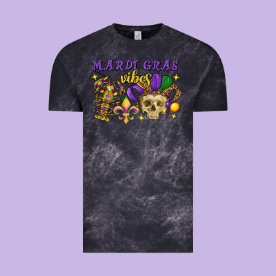 Mardi Gras Vibes Skull Vintage Tee Designed By Fadigitalartstudio