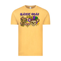 Vintage Mustard Mardi Gras vibes skull Vintage Tee - FaDigitalArtStudio