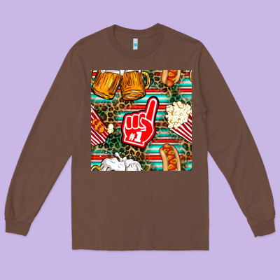 American Football Snacks With Serape And Leopard Long Sleeve Tee Designed By Bundleandbundleshop